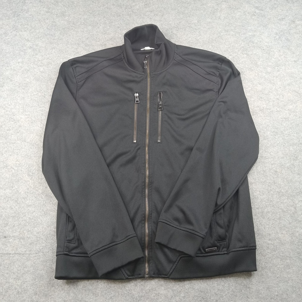 Calvin‎ Klein Jacket Mens Large Black Softshell Stand Collar Full Zip Pockets